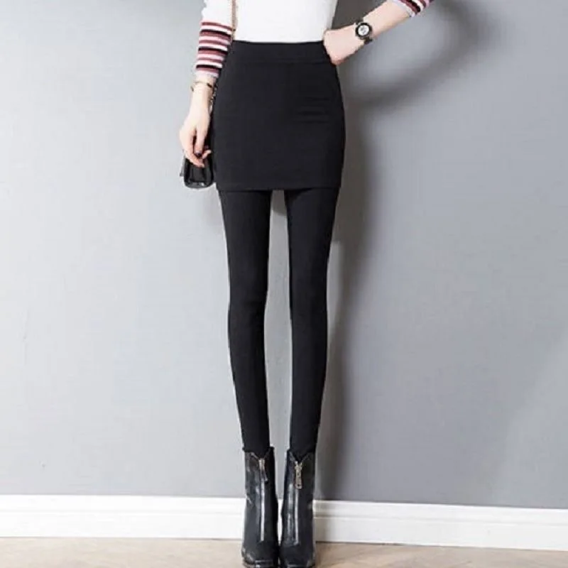 

Леггинсы с высокой талией, брюки для бега, размер бедра, плиссированная юбка, тонкие сексуальные тонкие леггинсы с двумя юбками, брюки с высокой талией, модные женские брюки