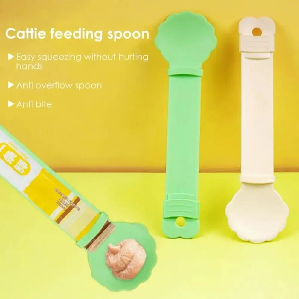 Durable Cute Cat Feed Spoon Squeeze Wet Semi-liquid Foods Kitten Strip Feeding Spoon Portable Cat Treat Dispenser