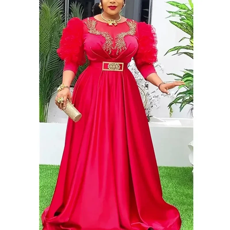 

Африканские платья для женщин, большие размеры, африканская одежда, Дашики, Анкара, вечерние наряды, элегантное мусульманское длинное платье для свадебной вечеринки