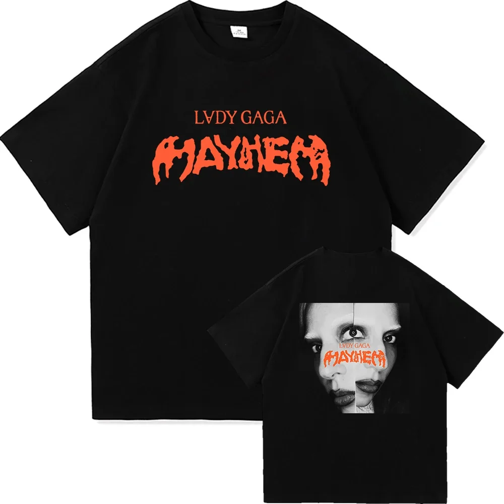 Lady Gaga Mayhem T-shirt 2025 Nieuwe Album Mode Mannen/vrouwen Kleding Retro Harajuku Hoge Kwaliteit Kleding voor Fans T-shirts