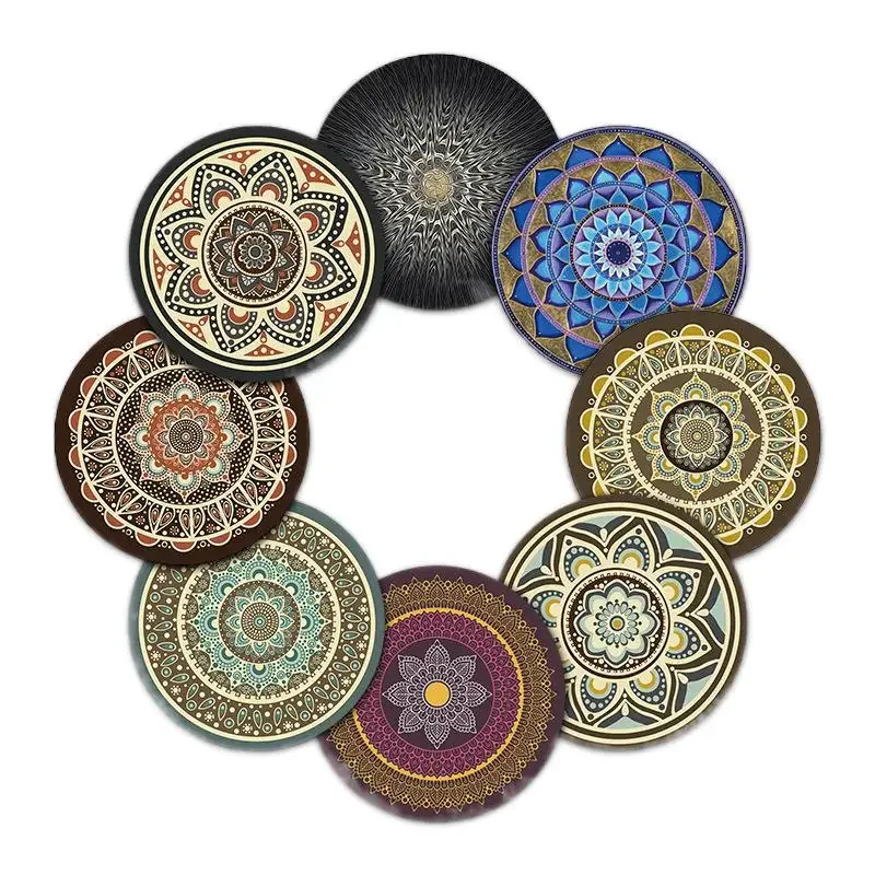 Creative Round Mousepad Persian Ethnic Geometric Pattern Mice Pad Non-Slip Locked Edge Rubber Gaming Coaster PC Mouse Mat