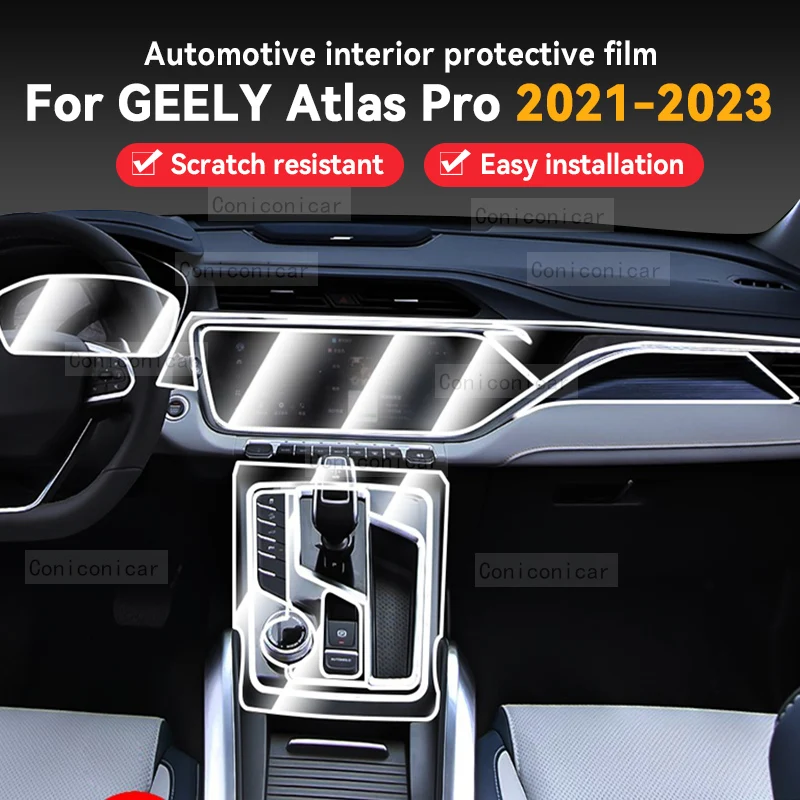 

For GEELY Atlas Pro 2021 2022 2023 Car Interior Gearpanel Dashboard Gps Navigation Screen Transparent Cover TPU Protective Film