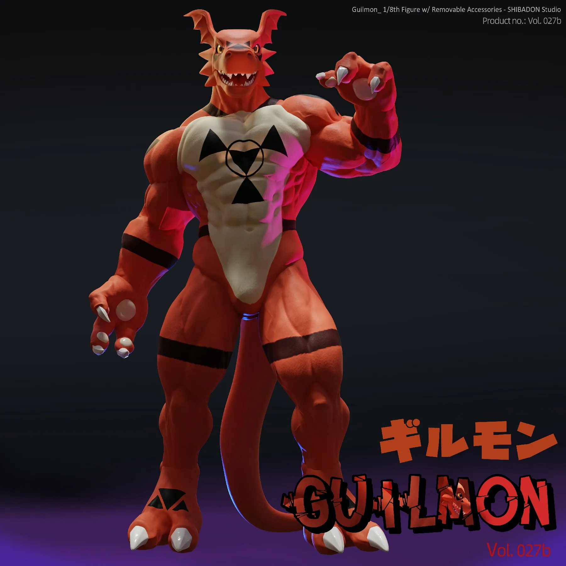 23Cm Resin Gk Digimon Adventure Guilmon Anime Action Figure Collectible Statue Ornament Model Garage Kit Doll Toys Gift