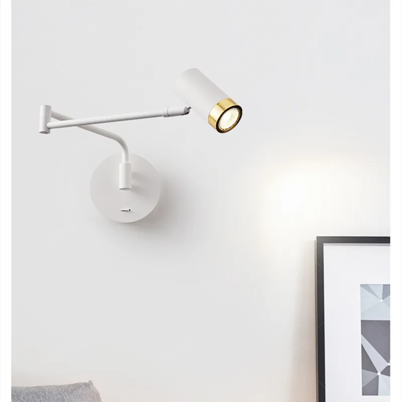 IPesl-Lámpara LED de pared de brazo largo ajustable, moderna, con interruptor de Sensor táctil, luces de pared de cabecera, candelabro de decoración