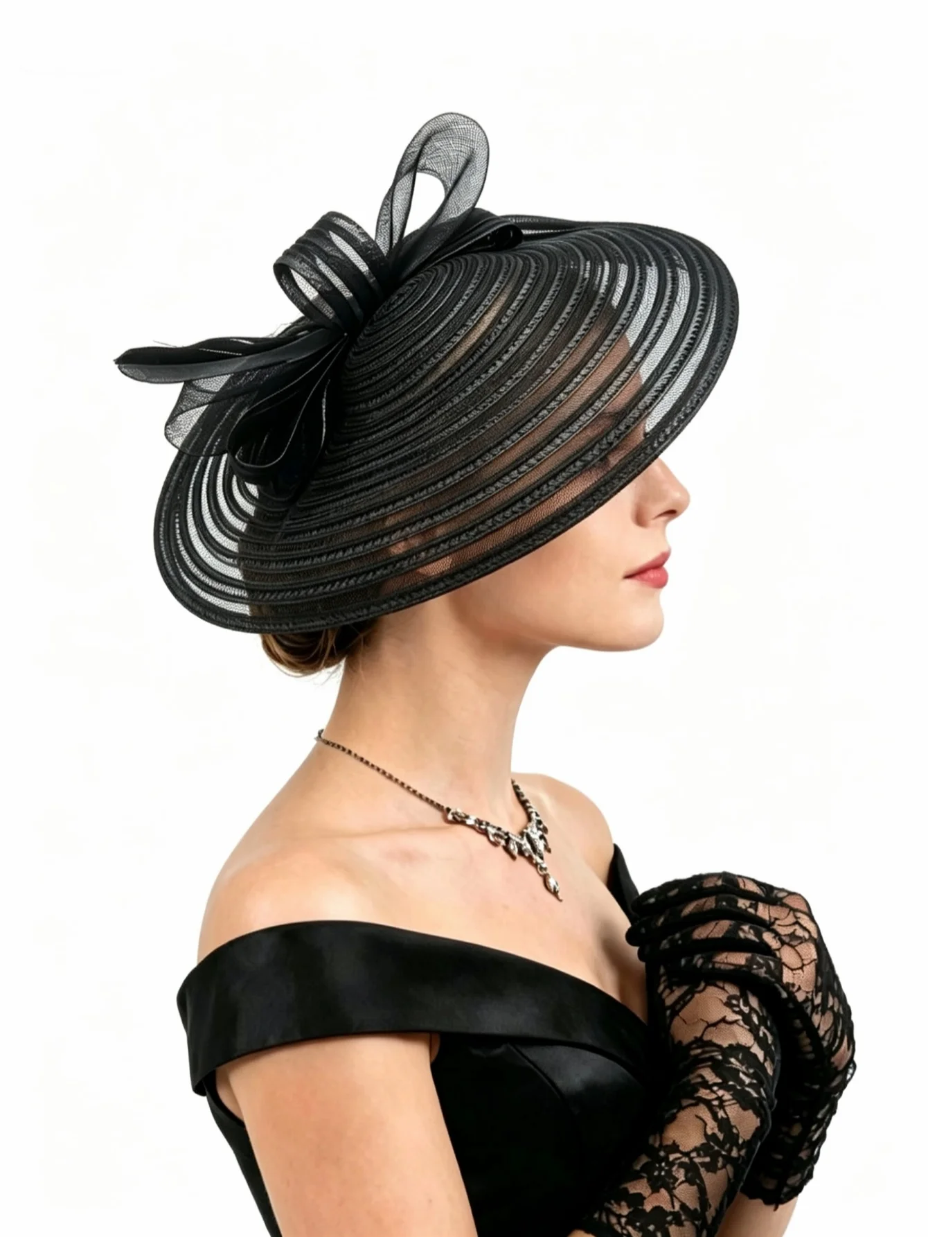 2026 Neuer Fascinator Eleganter Haarschmuck mit Schleife und Feder, Kentucky Derby Hüte, Teeparty Cocktailhut, Hochzeits- und Rennsport-Kopfschmuck – Detail 1