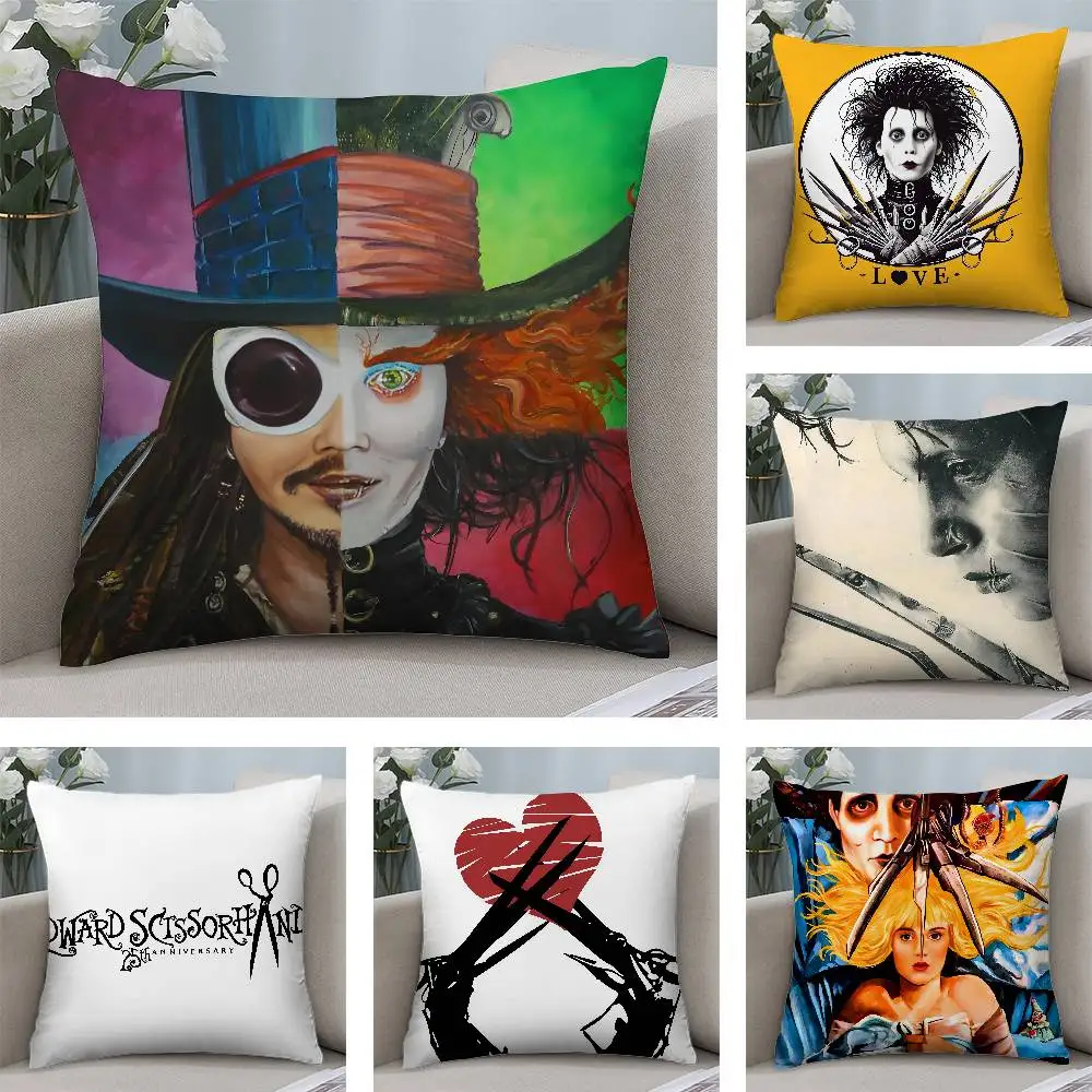Film E-Edward S-Scissorhands Pillow Case Short plush Double-sided Print Square Throw Pillow Covers Sofa Home Cushion Decor