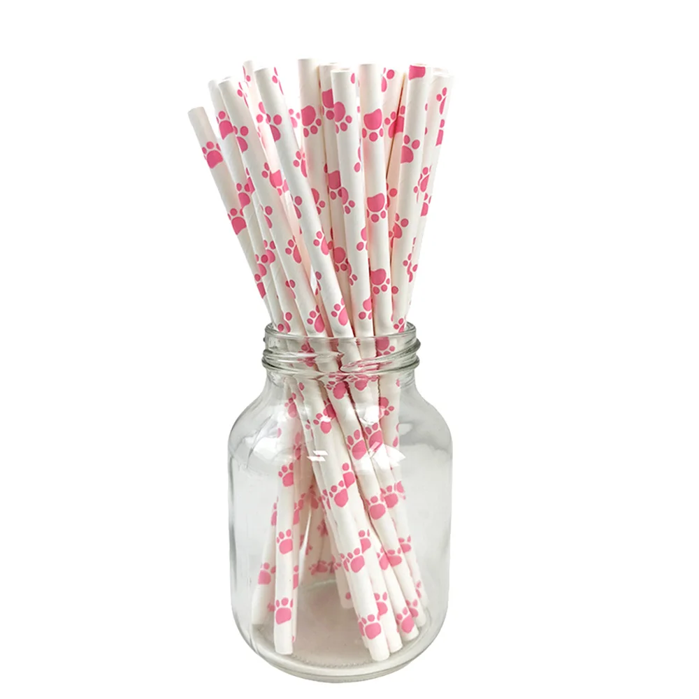 Rosa Pfotenabdruck Partygeschirr Hund Rosa Welpe Geburtstagsparty Pappteller Servietten Dekorationen Kinder Jungen Mädchen Babyparty – Detail 1