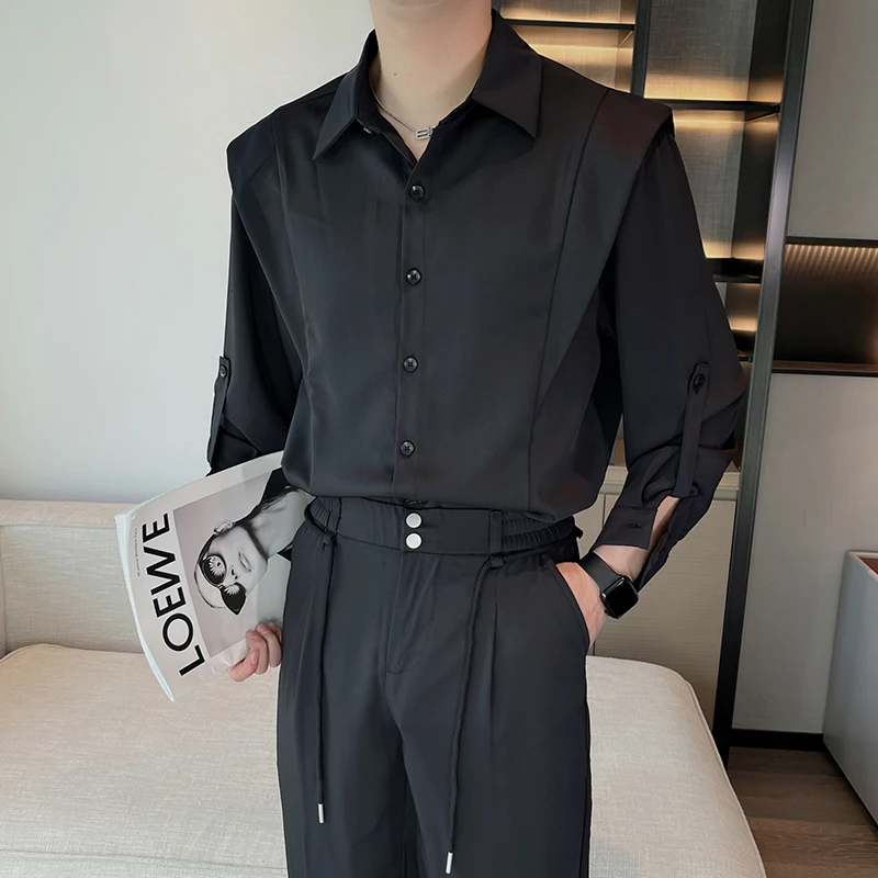 [OIMG] Autumn Light Mature Style, High-end Casual Long Sleeved Shirt Pants Two-piece Set, Cool And Stylish Men's Set