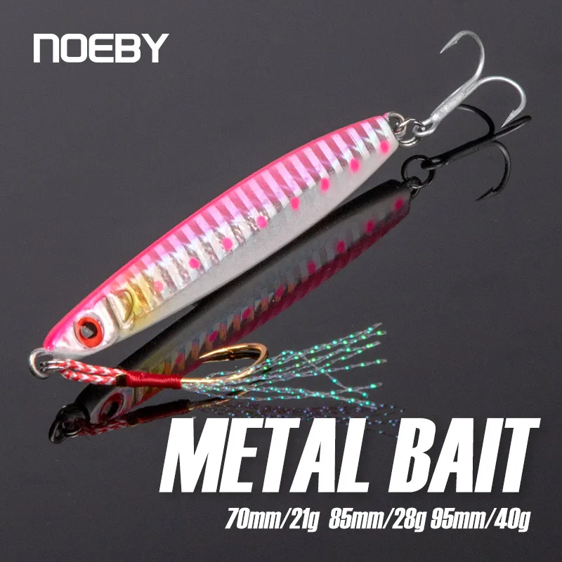 NOEBY-Sinking Metal Jig Fishing Lure, Spoon Wobbler, Artificial Hard Bait, Slow Jigging for Saltwater Fishing, 70mm, 85mm, 95mm,