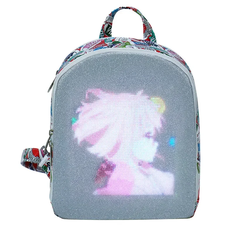 Smart Rgb Display Screen Led Backpack Billboard Fashion White Customizable Advertising Christmas Gift School Bag For Women Kids