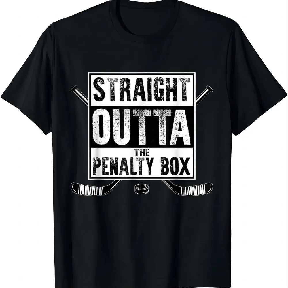 Ice Hockey Player Gift Straight Outta The Penalty Box T-Shirt Breathable Personalized T-shirt Sophisticated and Stylish Outfit