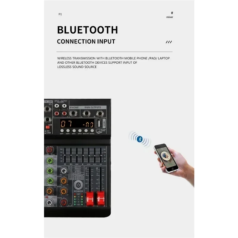 4 Channels Audio Mixer Digital Mixer Karaoke Music AUX Real Time Recording USB Digital Processor Stable Transmission Adapter
