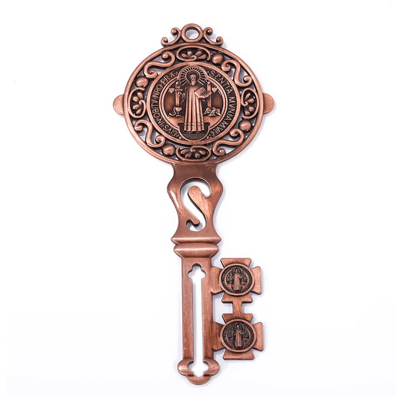 Saint Benedict's Key Shaped Metal Pendant Church Utensils Wall Decoration Car Hanging Decor Catholic Gift
