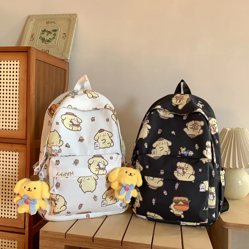 

Sanrio Children's Bags Pom Pom Purin Schoolbag Student Female Kawaii Anime Backpack Waterproof Backpack Cute Boy Girl Wrap Gift