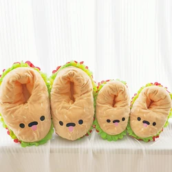 Kawaii Plushies Indoor Shoes Cute Food Hamburger Lovely Stuffed Cats Shaped Slippers Warm Gift