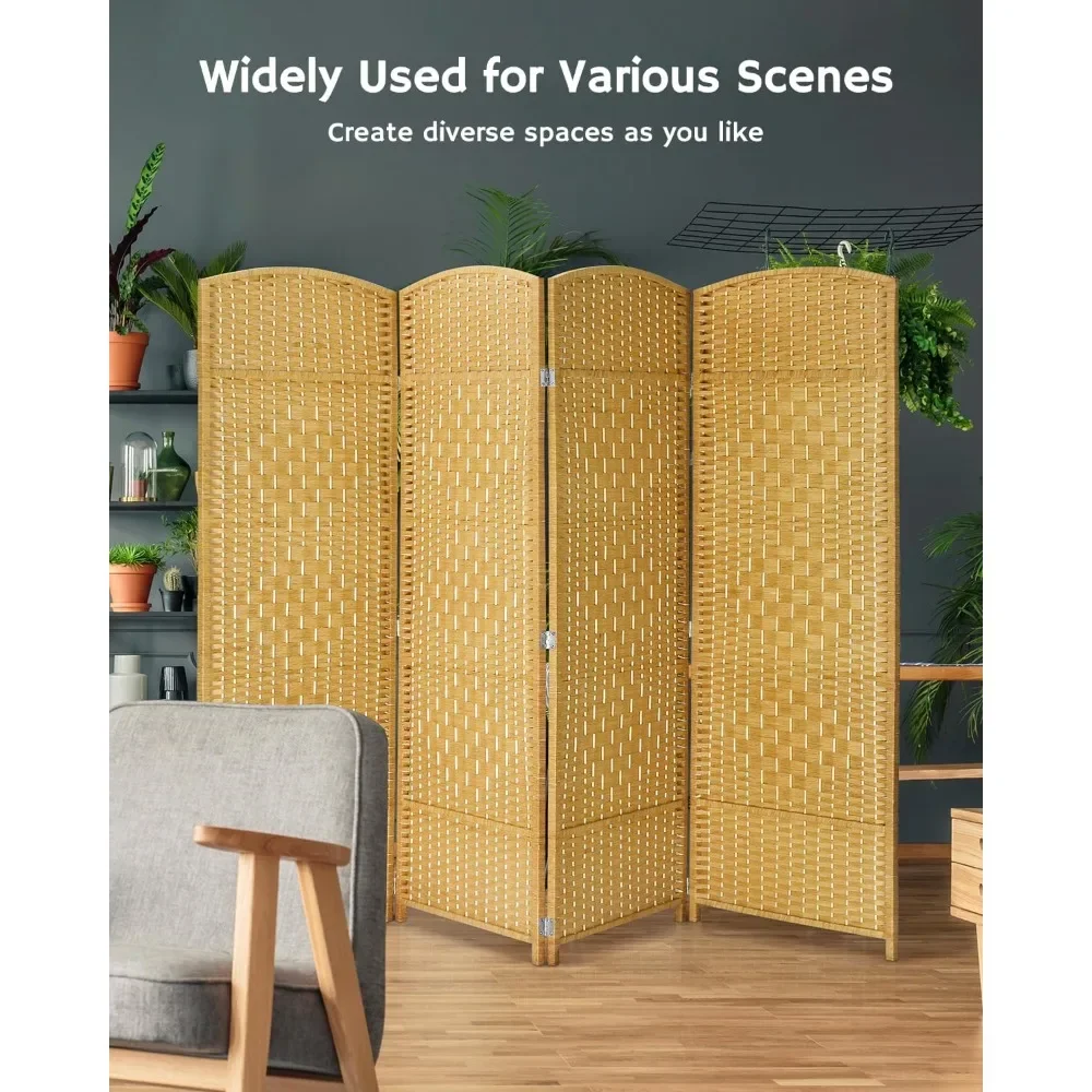 6ft. Tall Extra Wide Folding Privacy Screens with Diamond Double-Weave Room dividers and Freestanding Privacy Screens (4-Panel)