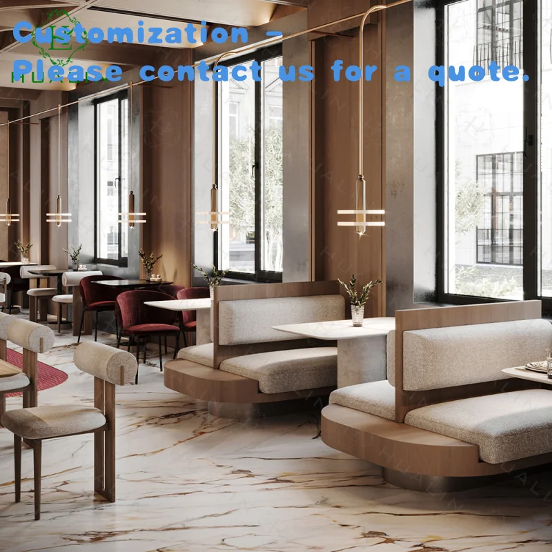 

custom.HUALIN Modern Style Luxury Restaurant Sofa Booth Hotel Cafe Theme Restaurant Booth Table and Chairs