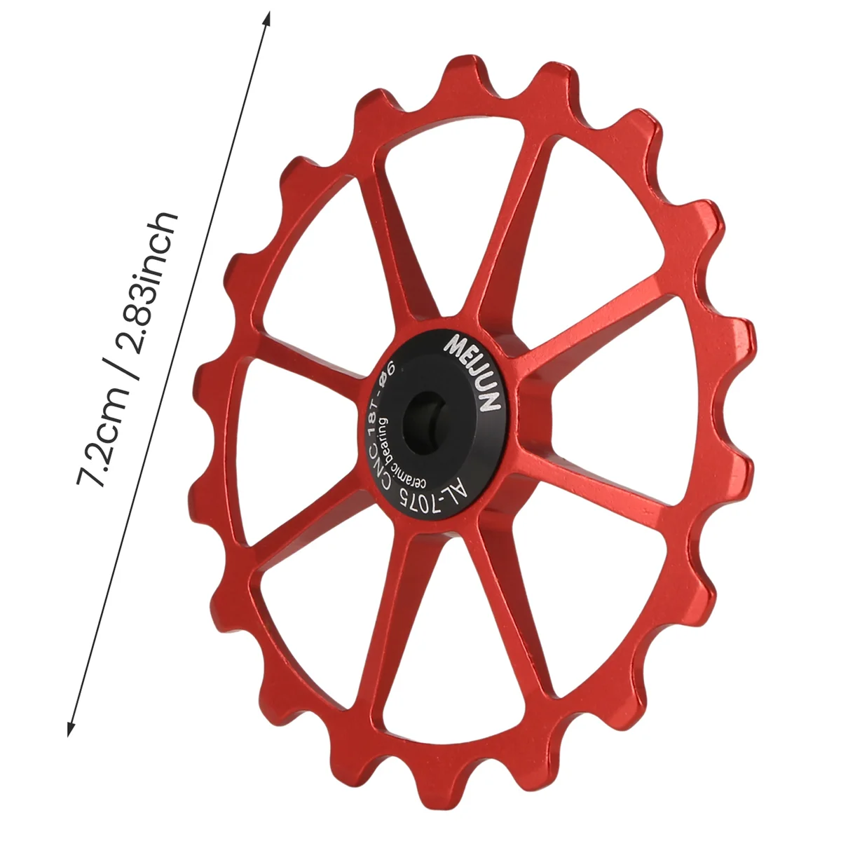 ABPO MEIJUN 18T MTB Deragliatore posteriore per bicicletta Ruota Jockey Cuscinetto in ceramica Puleggia Rullo guida bici da strada Tenditore 4mm 5mm 6mm(Rosso)