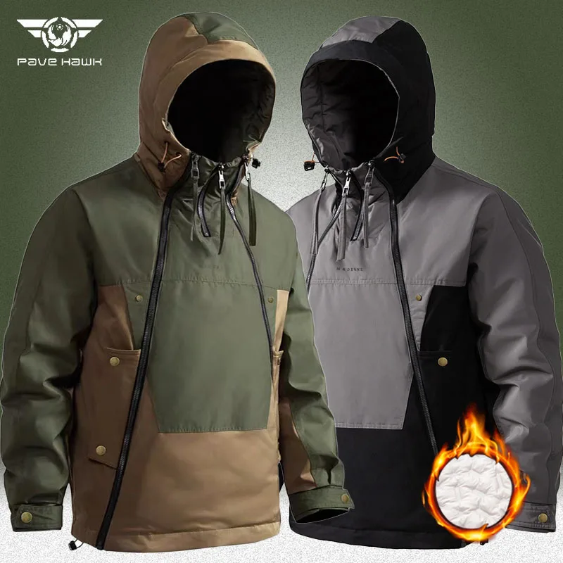 Chaquetas de plumón tácticas de invierno para hombre, abrigos impermeables a prueba de viento, Parkas cálidas con capucha, diseño de doble