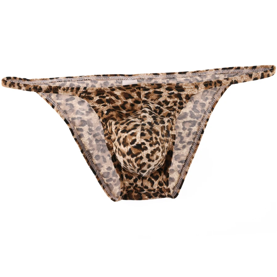 Fashion Leopard Print Men Underwear Silk Breathable Sexy Men's Briefs Panties Male Underpants Low Waist Gays Men Briefs