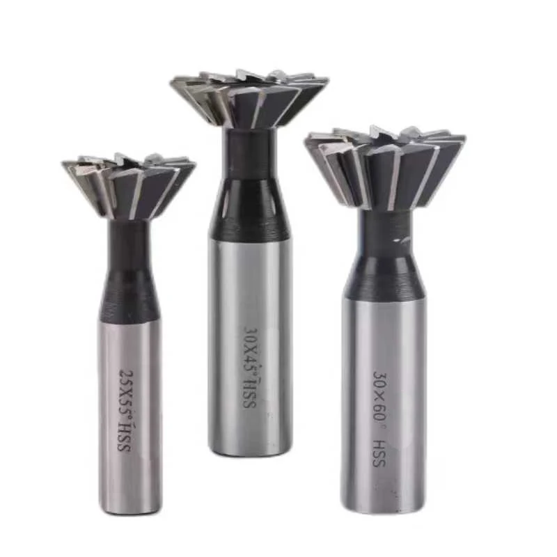 45/55/60도 HSS Dovetail 밀링 커터 10-60mm 직경 Dovetail 엔드 밀 구리 알루미늄 주철 용 고속 강철
