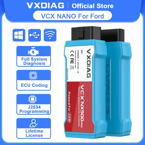 VXDIAG VCX NANO NX500 for Ford for Mazda IDS VCM Car OBD2 Diagnostic Scanner ECU Coding J2534 Programming Smart Key Programming