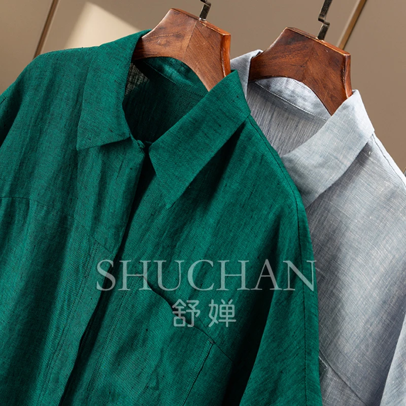 Verde, Francese 100% lino Vita Camicia a maniche corte Abito Donna 49C7 Abiti De Mujer Elegantes Para Fiesta 2025