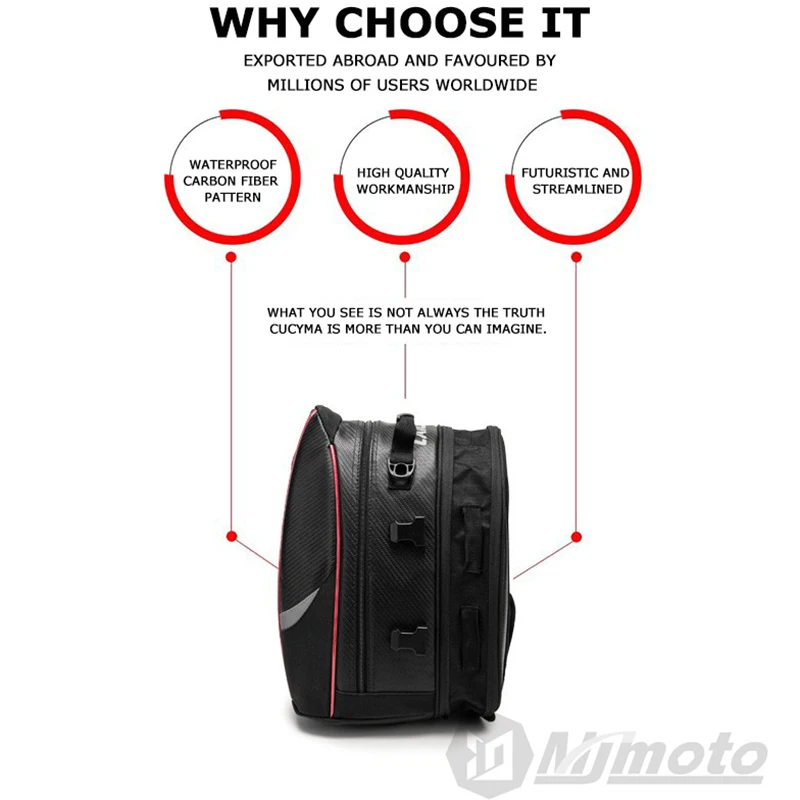 دراجة نارية حقيبة المقعد الخلفي مقاوم للماء سعة كبيرة دراجة نارية الذيل حقيبة عالمية دراجة نارية السفر الأمتعة السرج حقيبة #5