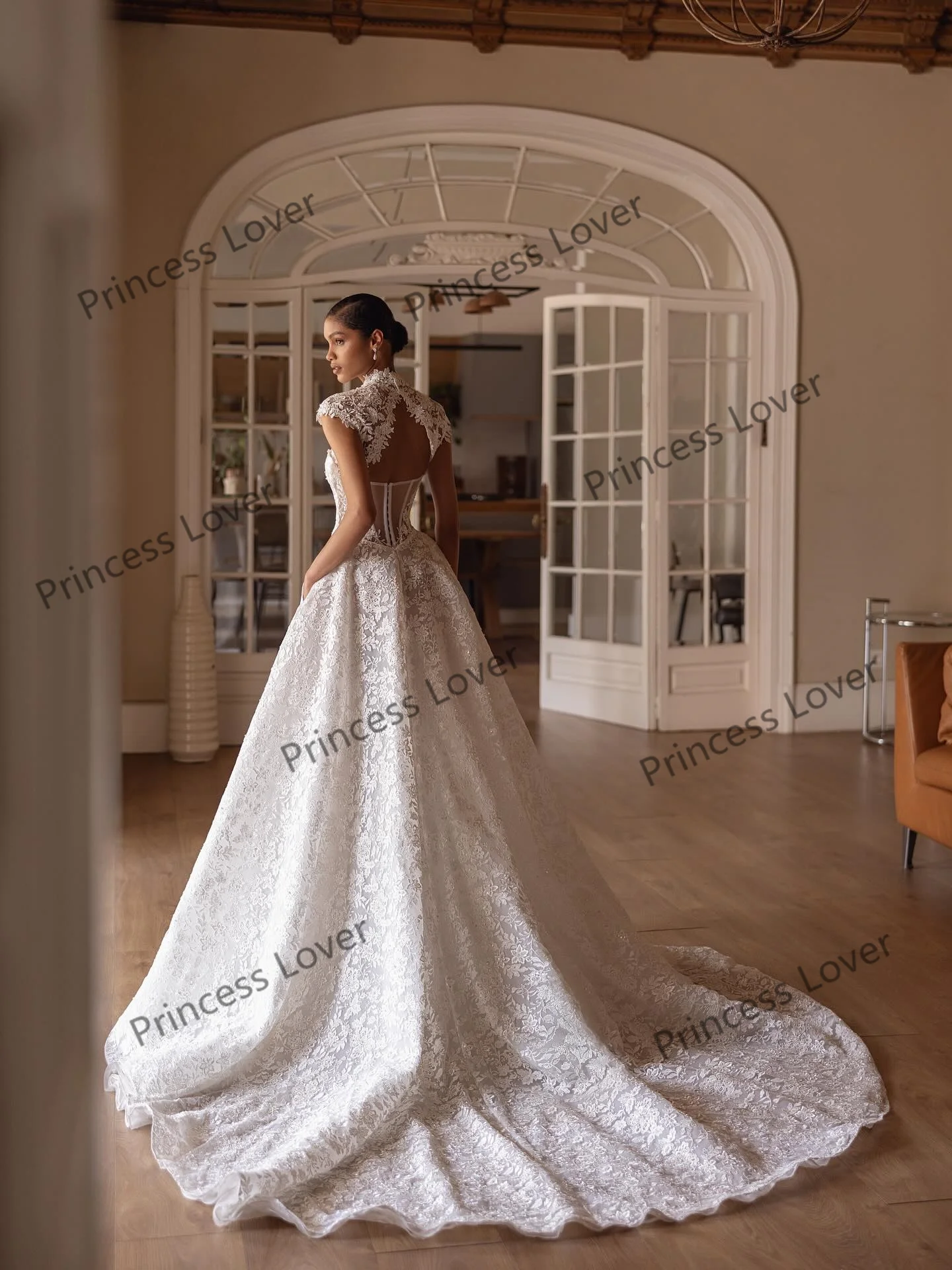 Spitze Brautkleider Frau Vintage Korsett Vestido de Novia Hohe Kragen Hochzeit Party Kleid Elegante Vestidos Angepasst