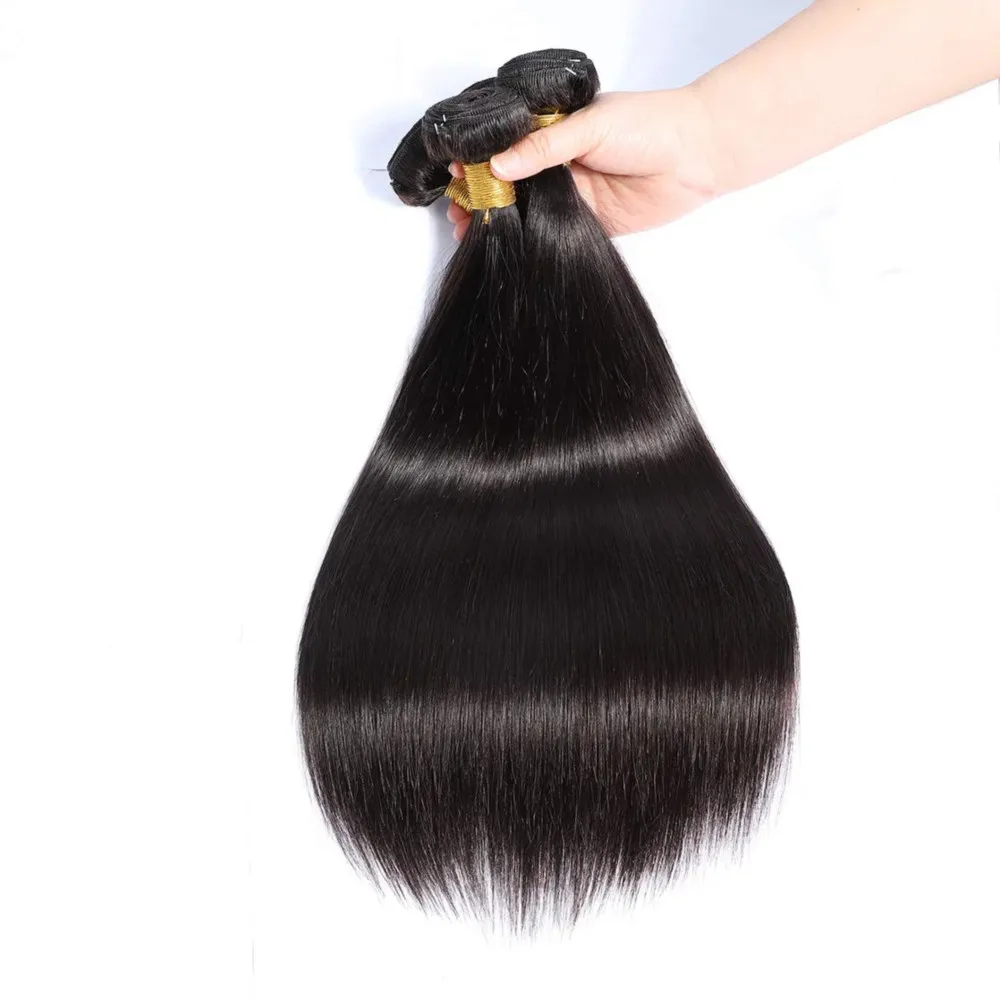 Menselijk Haar Bundels Lange Rechte Onbewerkte Braziliaanse Maagdelijke Menselijk Haar Weave Extensions 20 22 24 Inch Natuurlijke Zwarte Kleur 1b