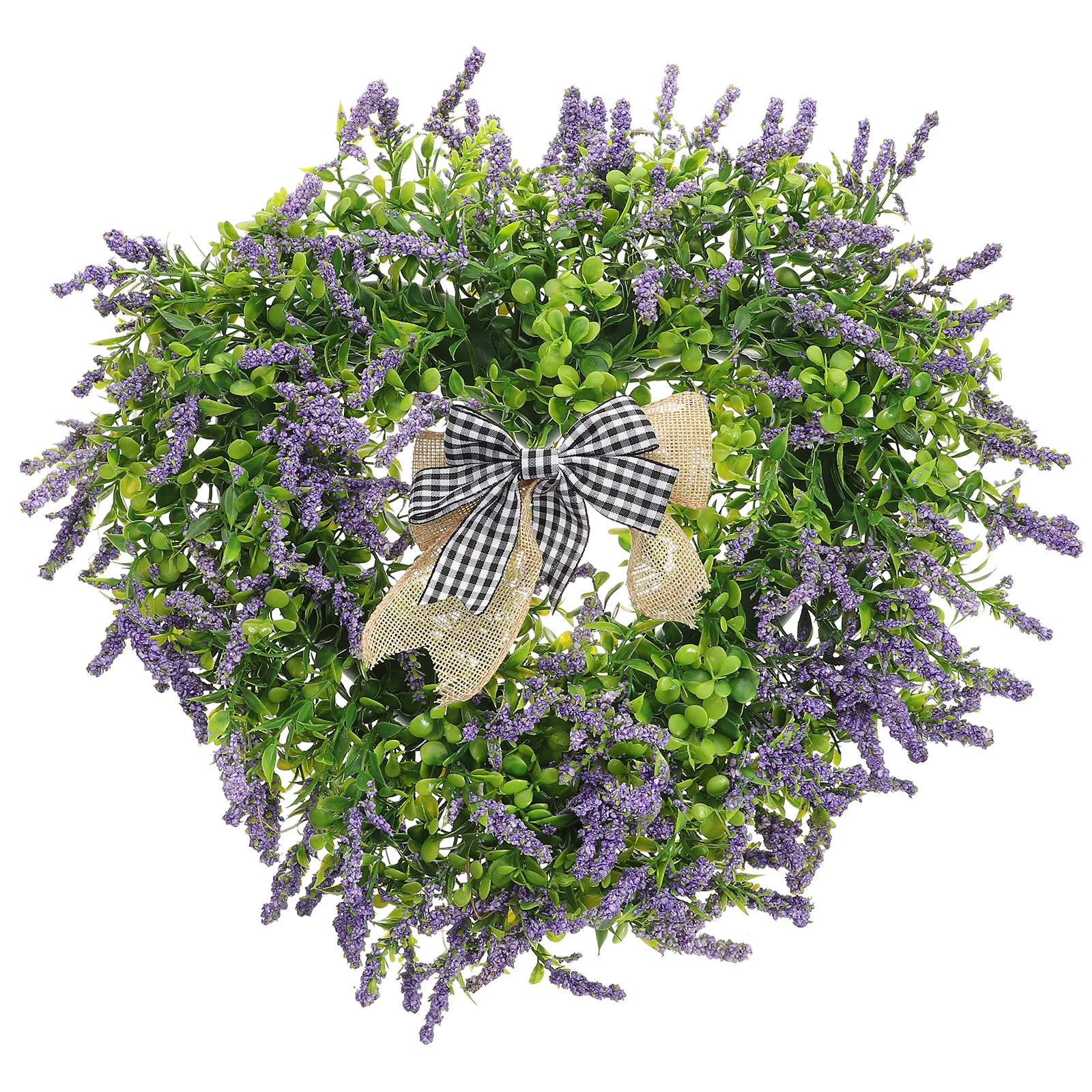 

Artificial Floral Wreath Heart-Shaped Lavender Garland Simulation Leaf Wreath for Front Door Welcome Spring Festival Decor