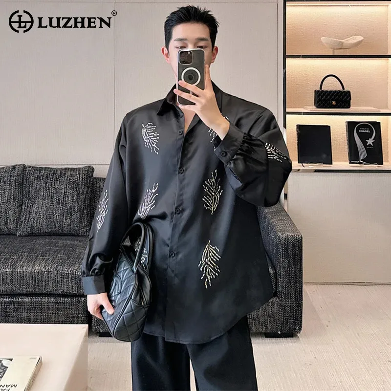 

LUZHEN Personality Printed Design Stylish Elegant Long Sleeved Shirts 2024 Original New Korean Trendy Handsome Men's Tops LZ6259