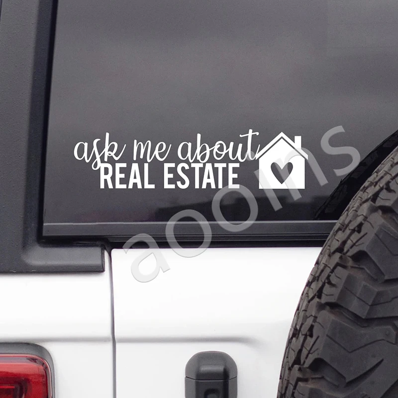 Ask Me About Real Estate Planner Vinyl Art Sticker for Laptop Car SUV Truck Decoration Car Accessories Removable Decals Decor