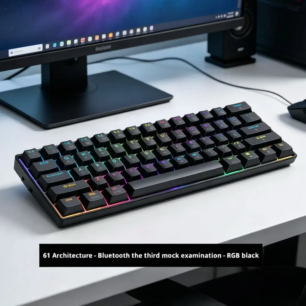 RGB Backlit 61 Keys Mechanical Keyboard Tri-Mode BT Wireless Waterproof Dustproof Portable Gaming Keyboard for Esports Gamer