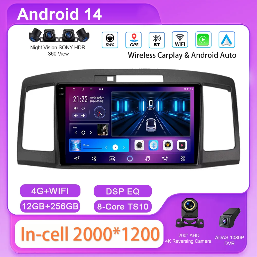

Android 14 Auto Radio Stereo For Toyota Allion Premio T240 2001-2007 Car Multimidia Video Navigation GPS NO 2din DVD Head Unit
