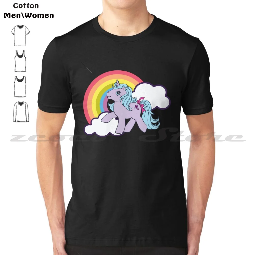 My Little-80S 100% Cotton Men And Women Soft Fashion T-Shirt Mlp My Little Mio Mini 80S Vintage Cartoon Colors Raibow Ponies