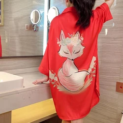 Summer Satin Silk Women Sleepwear Shirt NightGown Short Sexy Sleepshirt Loose Homewear Ladies Nightgown Shirt Girl Nightdress