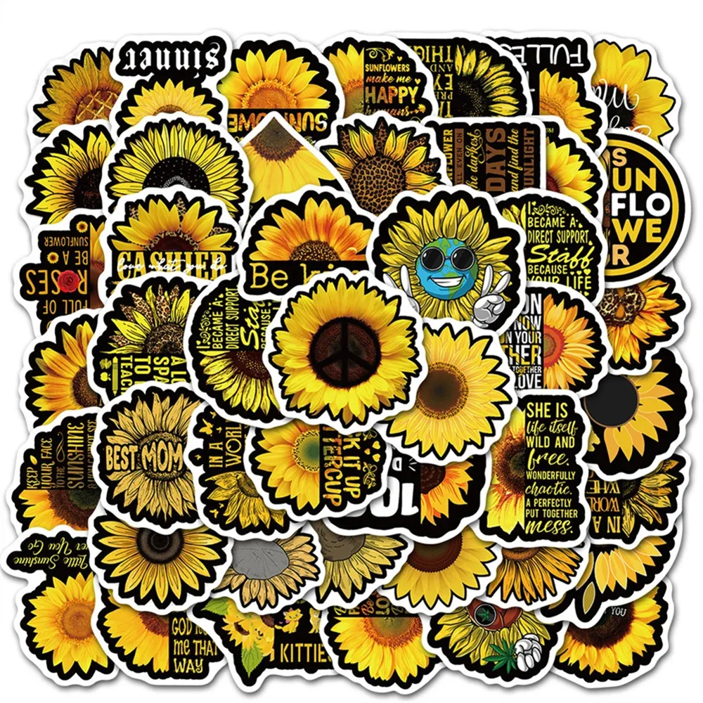 10/30/50 Uds nuevo girasol Graffiti pegatina impermeable tendencia creativa calcomanía decorativa taza de agua guitarra al por mayor