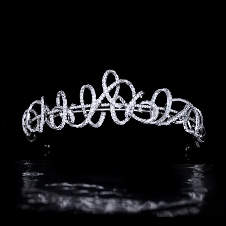 New High-End Striped Stereo Crown Women's Tiara Dress Decorated sliver color jewelry suitable for wedding prom gift H-60