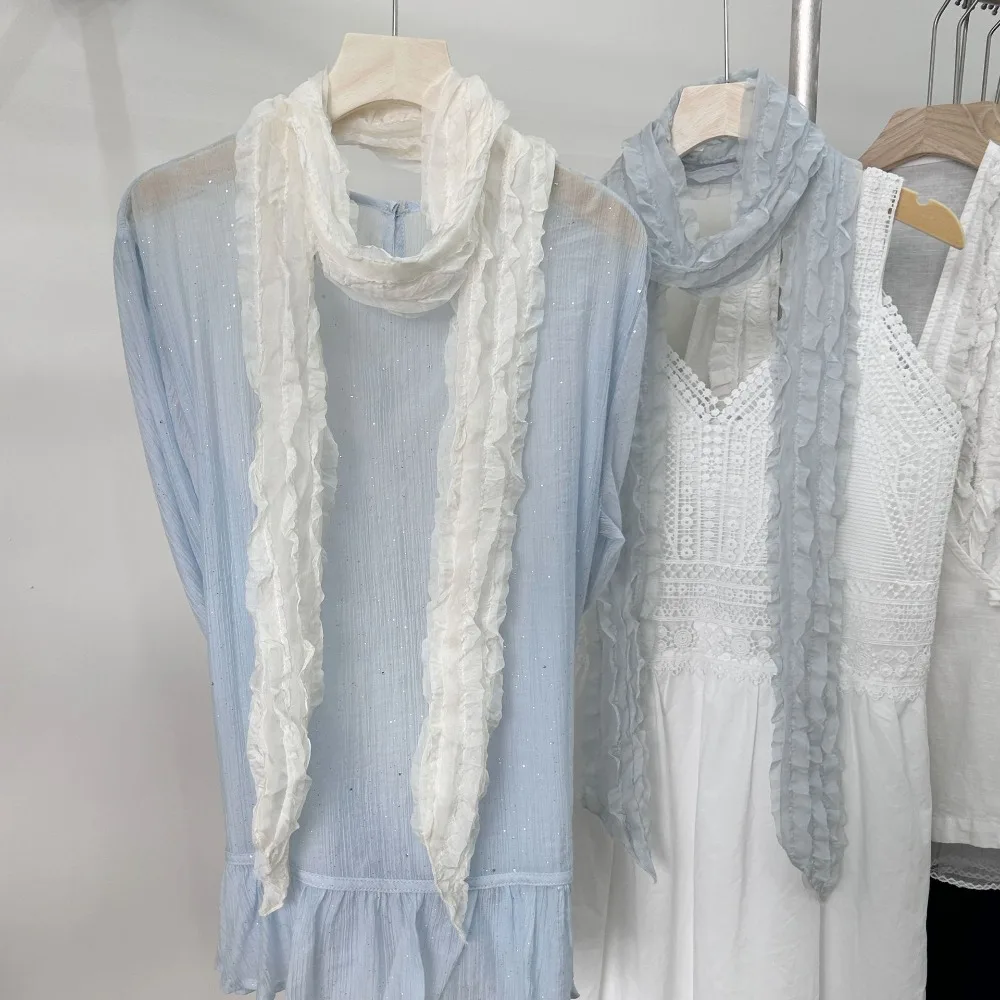 

Новый длинный шифоновый шарф, дышащая многофункциональная солнцезащитная шаль, маленькая женская шаль