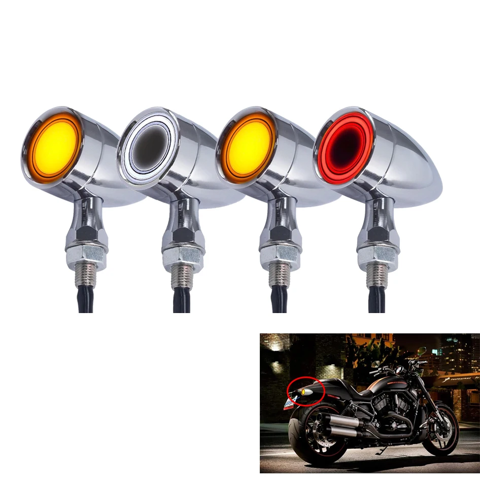 

LED Indicator Front Rear Motorcycle 3 in 1 Turn Signal Light Integrated Brake Taillight Retro Signals for Chopper Bobber