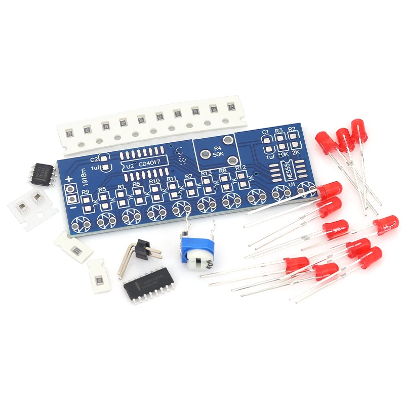 Smart Electronics Kits NE555+CD4017 Light Water Flowing LED Module Diy Electronic Practice Kits