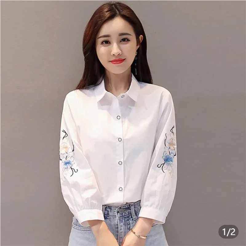 

plus Size Cotton Shirt Women Casual 2026 New Spring Summer Fashion Loose 3/4 Sleeve Ladies Shirt Comfortable Top for Women