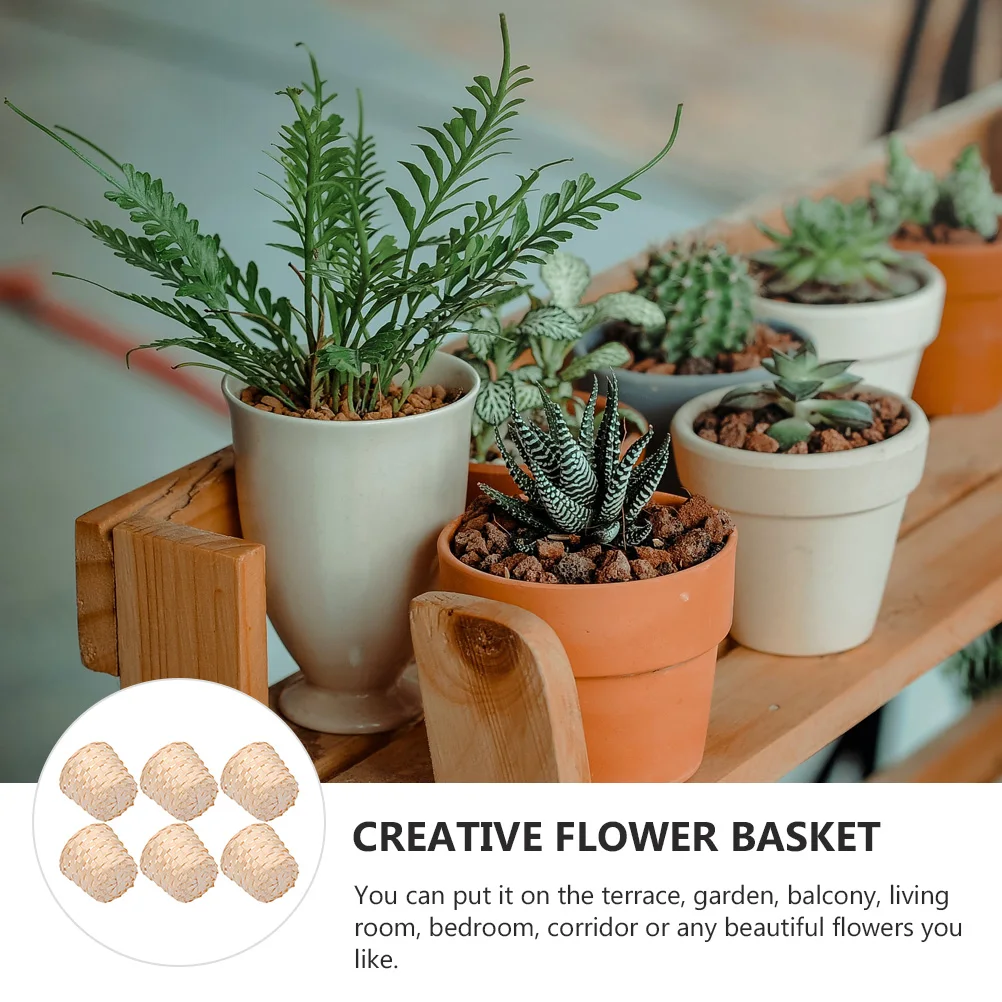 

6pcs Large Baskets Storage Flower Organizer Desktop Decorative Household Snacks Container Corridor Living Room Bedroom Garden