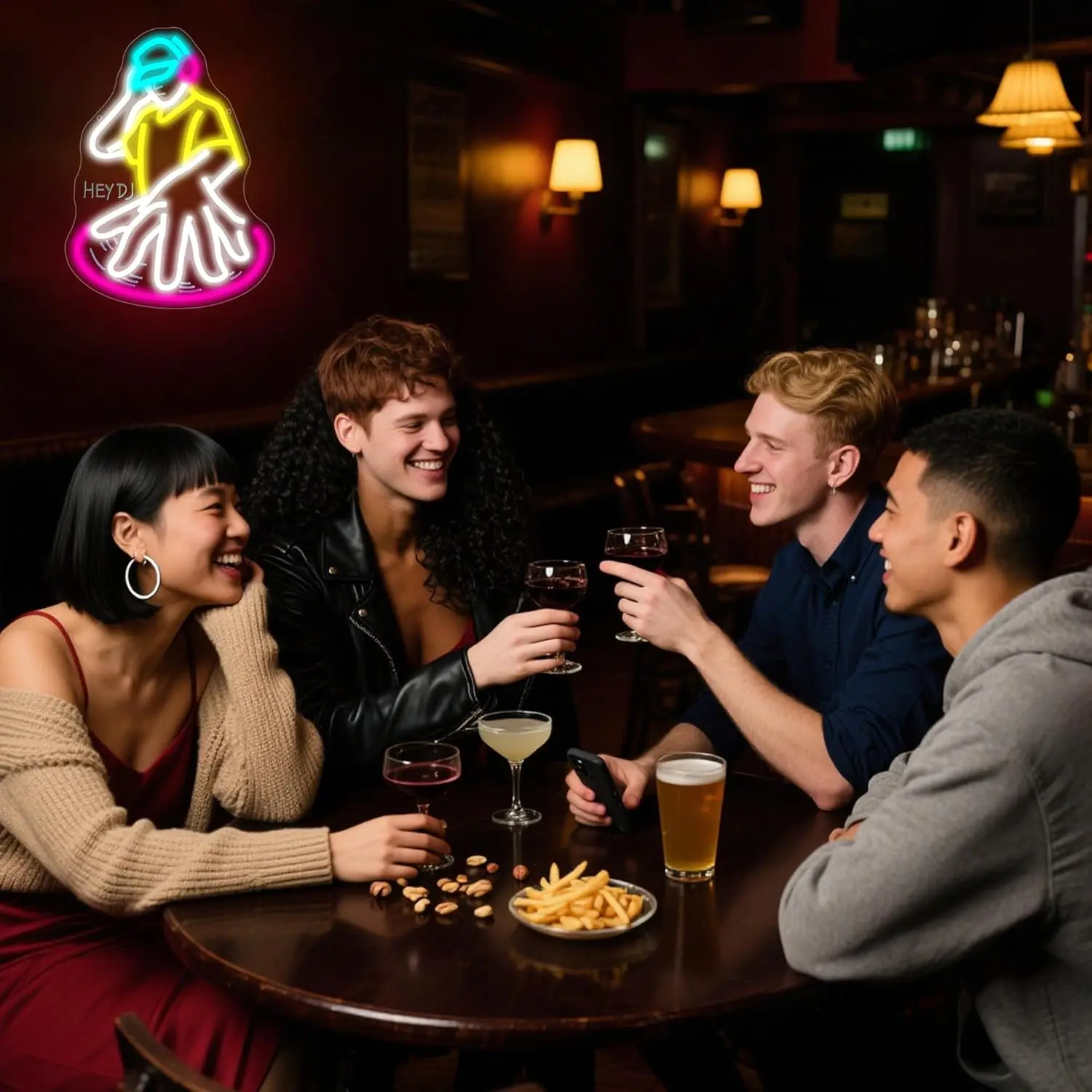 DJ Player Neonowy Znak Świetlny LED Dekoracja Ścienna do Męskiej Jaskini, Pokoju Muzycznego, Studia, na Scenę, do Hali Tanecznej, Baru, Sypialni, na Imprezę, Urodziny