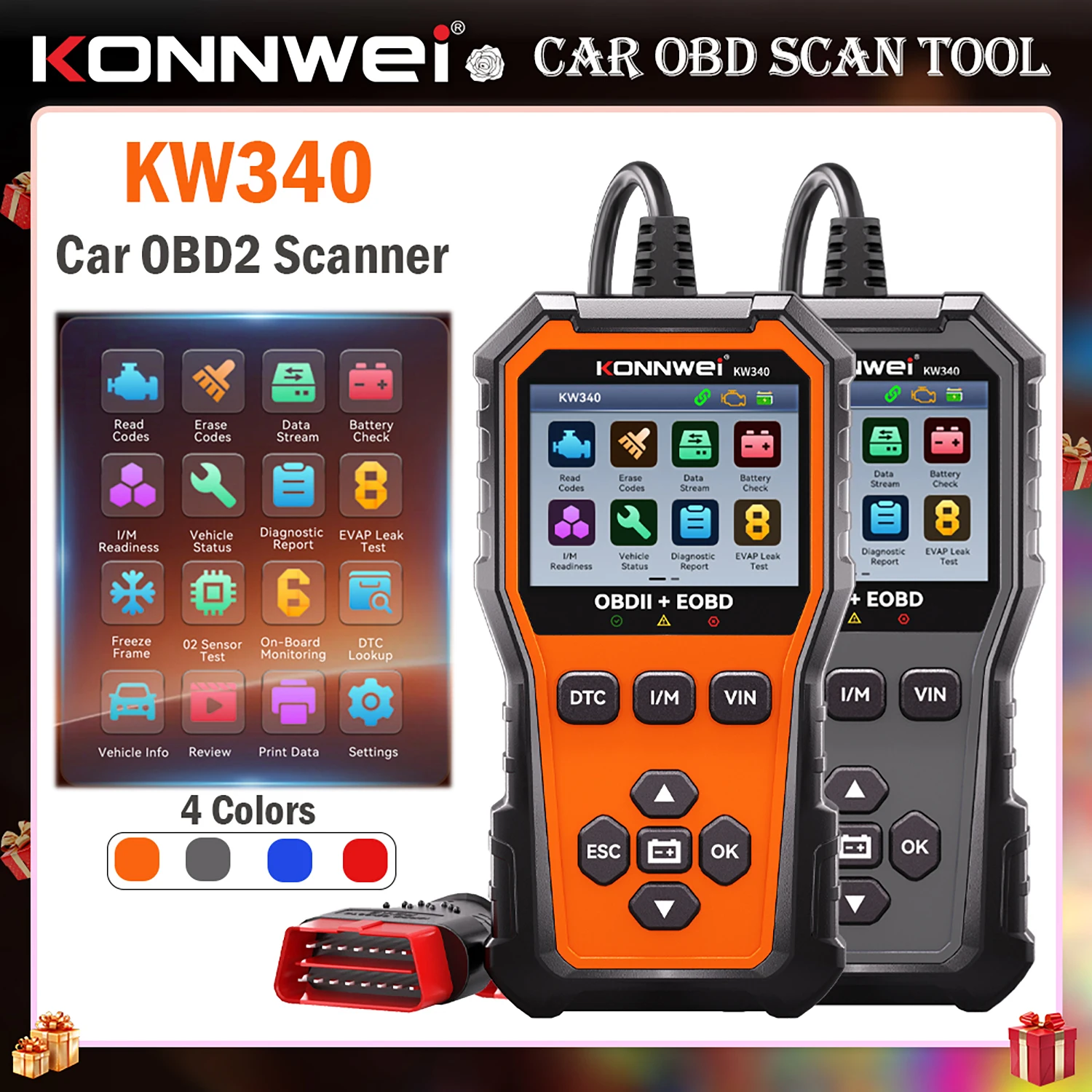 2026-konnwei-kw340-obd2-eobd-車両診断スキャナー-9ヶ国語対応-12v-車両バッテリーテスター-o2-evap-i-m-レディネストテストツール