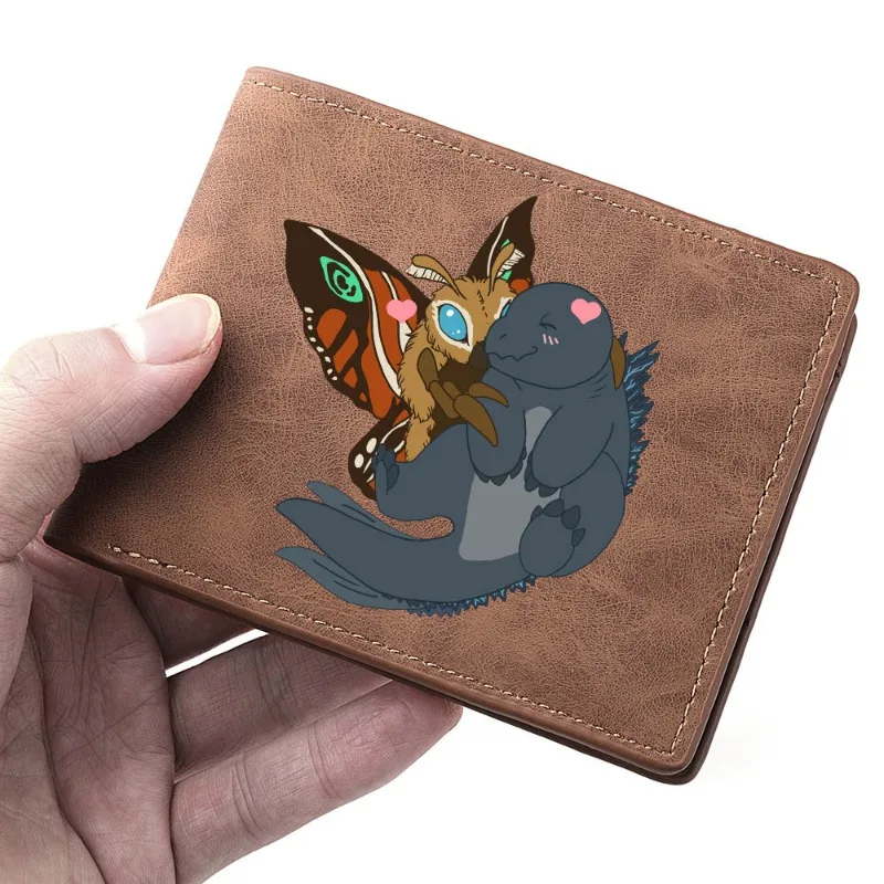 

Godzilla Men's Short Simple PU Wallet 2024 New Soft Leather Popular Zipper Wallet Credit Card ID Card Multifunctional Coin Purse