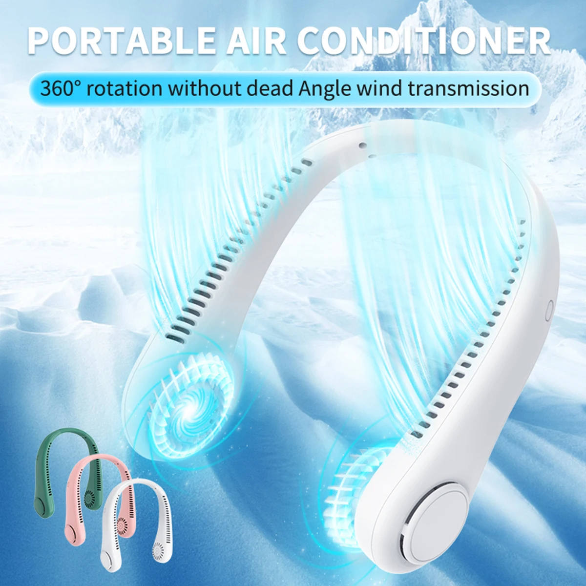 Hanging Neck Fan Convenient Small Fan Can Be Freely Adjusted Mini Small USB Charging Leafless Large Wind Hanging Neck Outdoors image 2