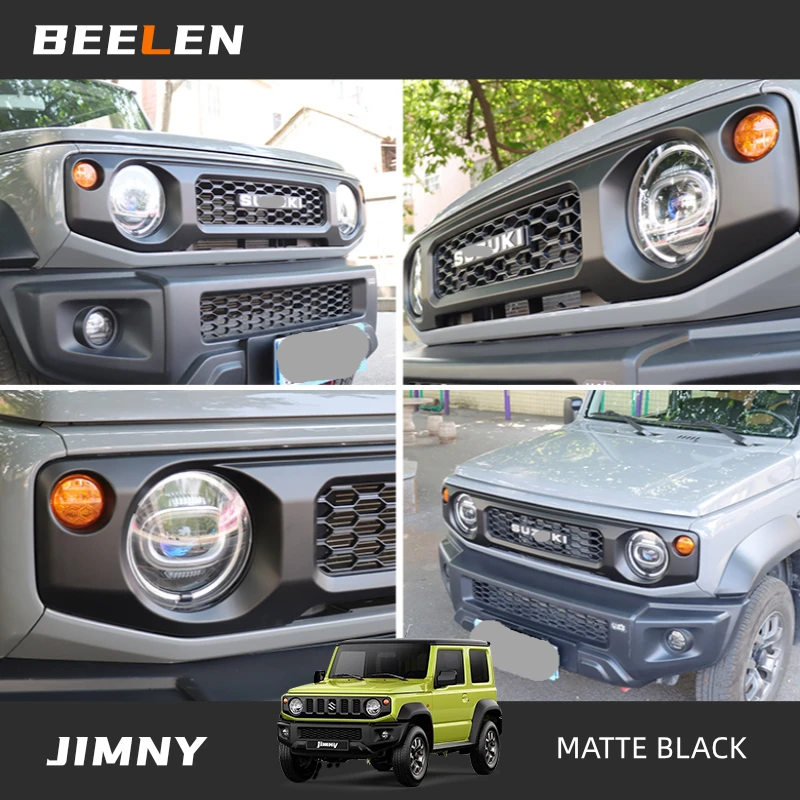 Front Grill Racing with LED Lamps for Suzuki Jimny JB64 JB74W 2019 2020 Car Kidney Grille Mesh Black Grille Cover Accessories