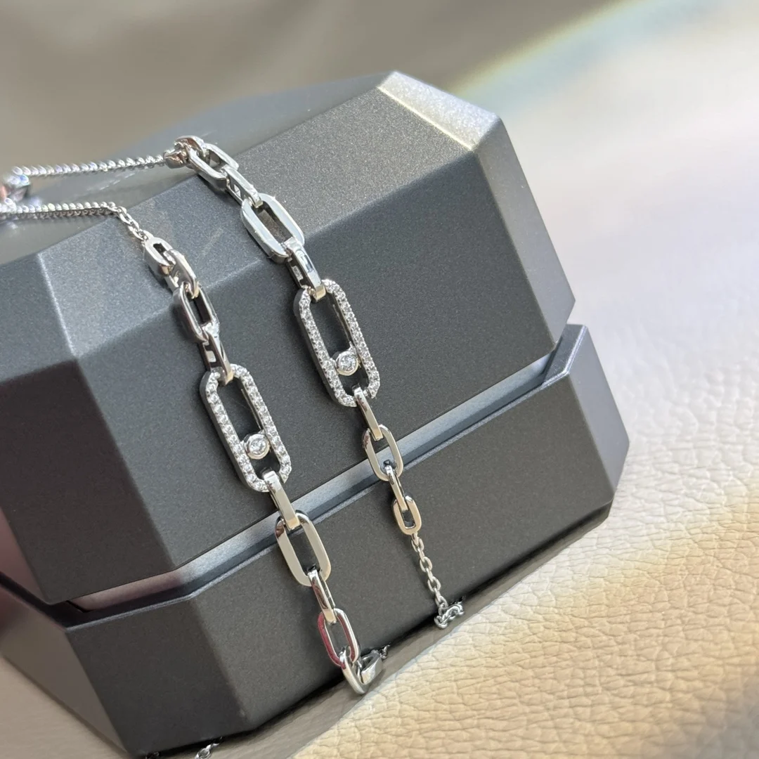 قلادة طويلة للسيدات من الفضة الإسترليني عيار 925 مصنوعة من الألماس المنزلق. هدايا مجوهرات فاخرة.